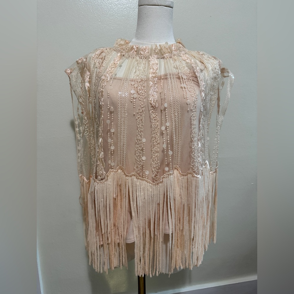 Eva Franco Blush Lace Embellished Blouse